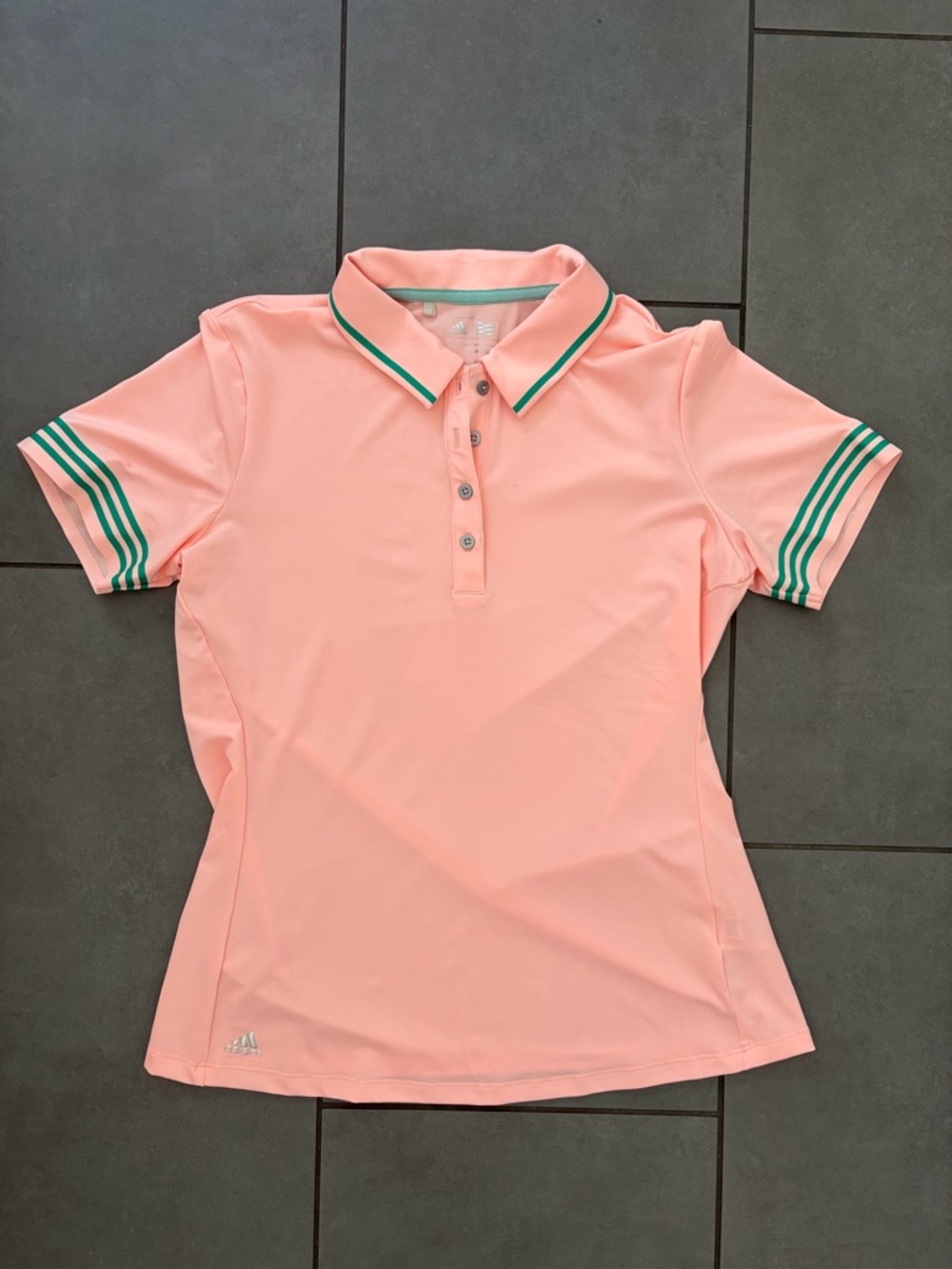 adidas Pink Polo with Green Trim